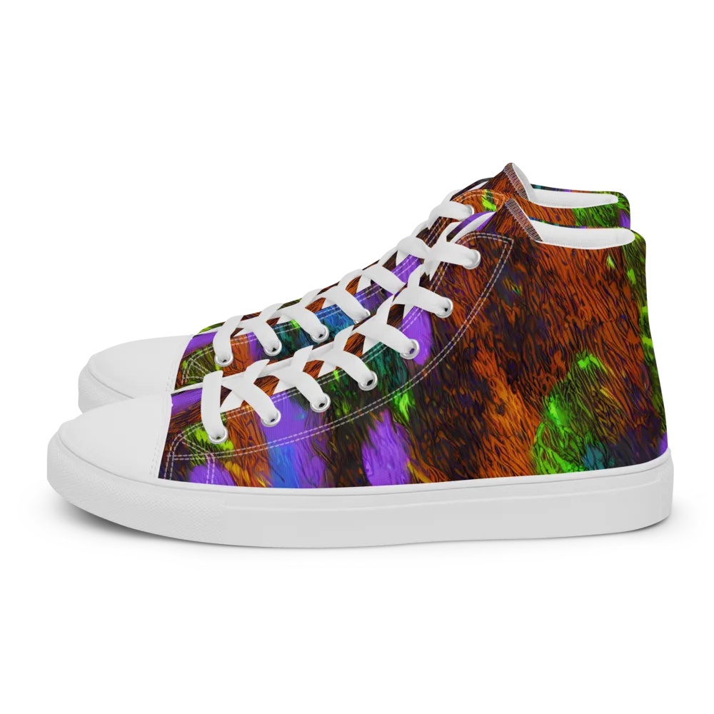Feral Fluorescence on Men's High Top Canvas Shoes — Left