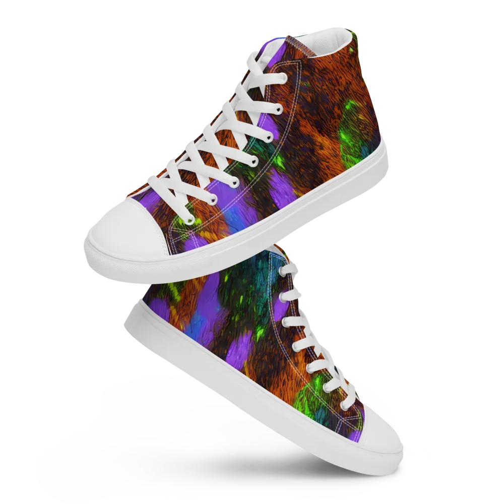 Feral Fluorescence on Men's High Top Canvas Shoes — Front