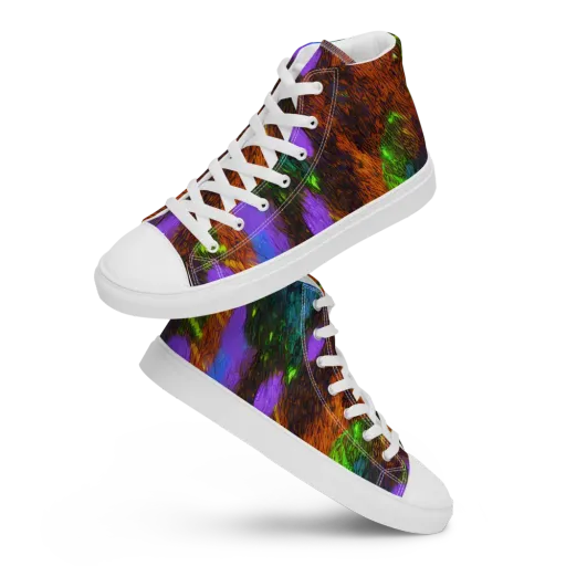 Feral Fluorescence on a Men's High Top Canvas Shoes