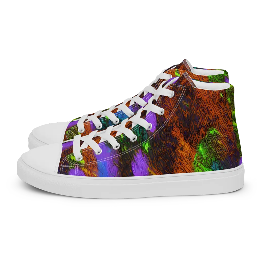 Feral Fluorescence on Women's High Top Canvas Shoes — Left