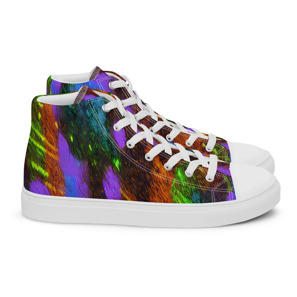 Feral Fluorescence on Women's High Top Canvas Shoes — Right