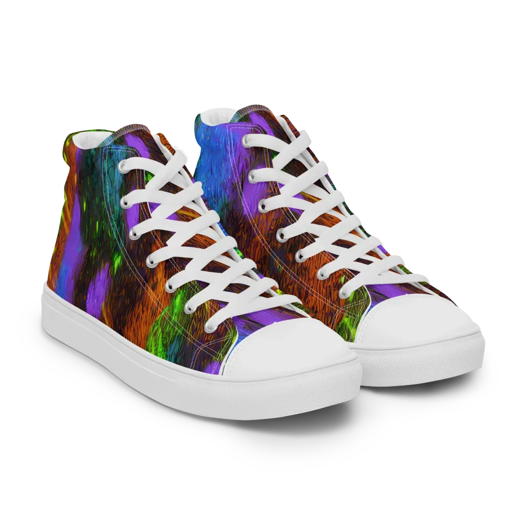 Feral Fluorescence on Women's High Top Canvas Shoes — Right Front