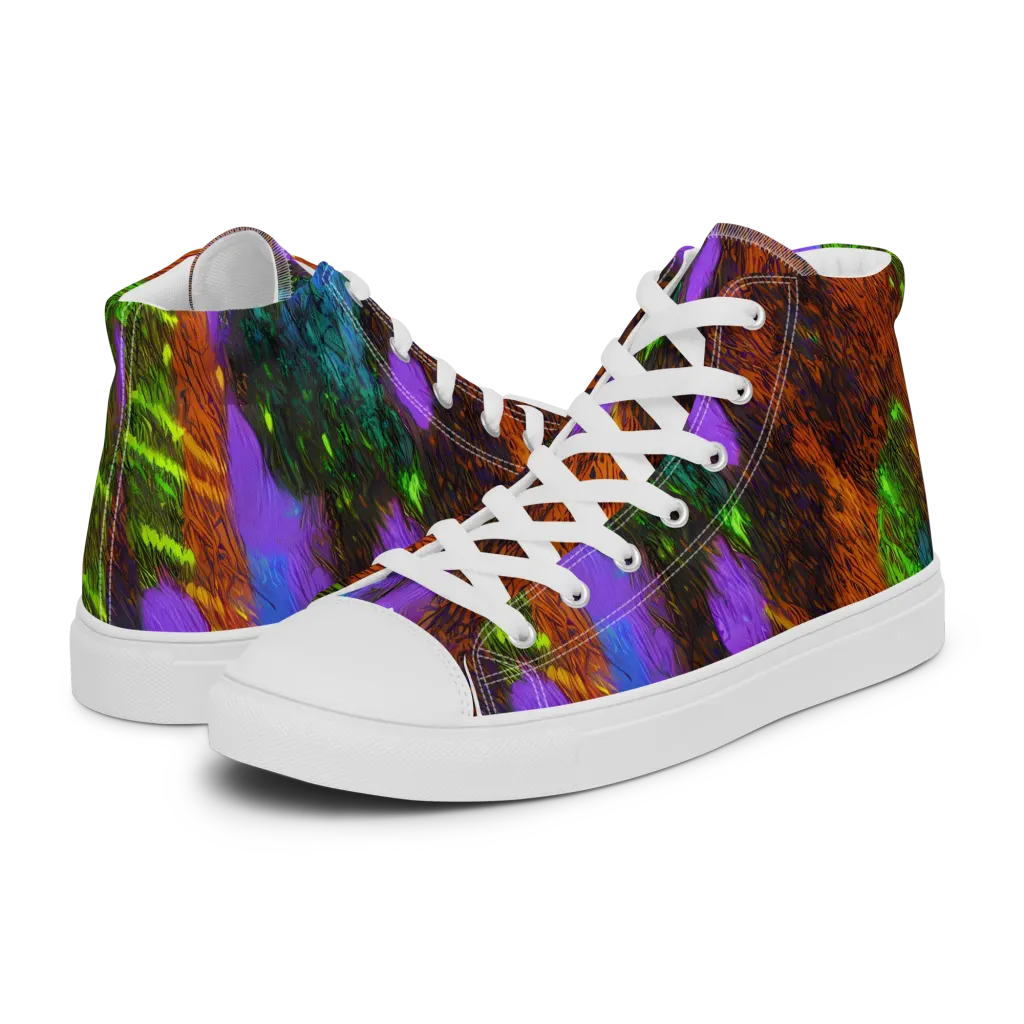 Feral Fluorescence on Women's High Top Canvas Shoes — Left
