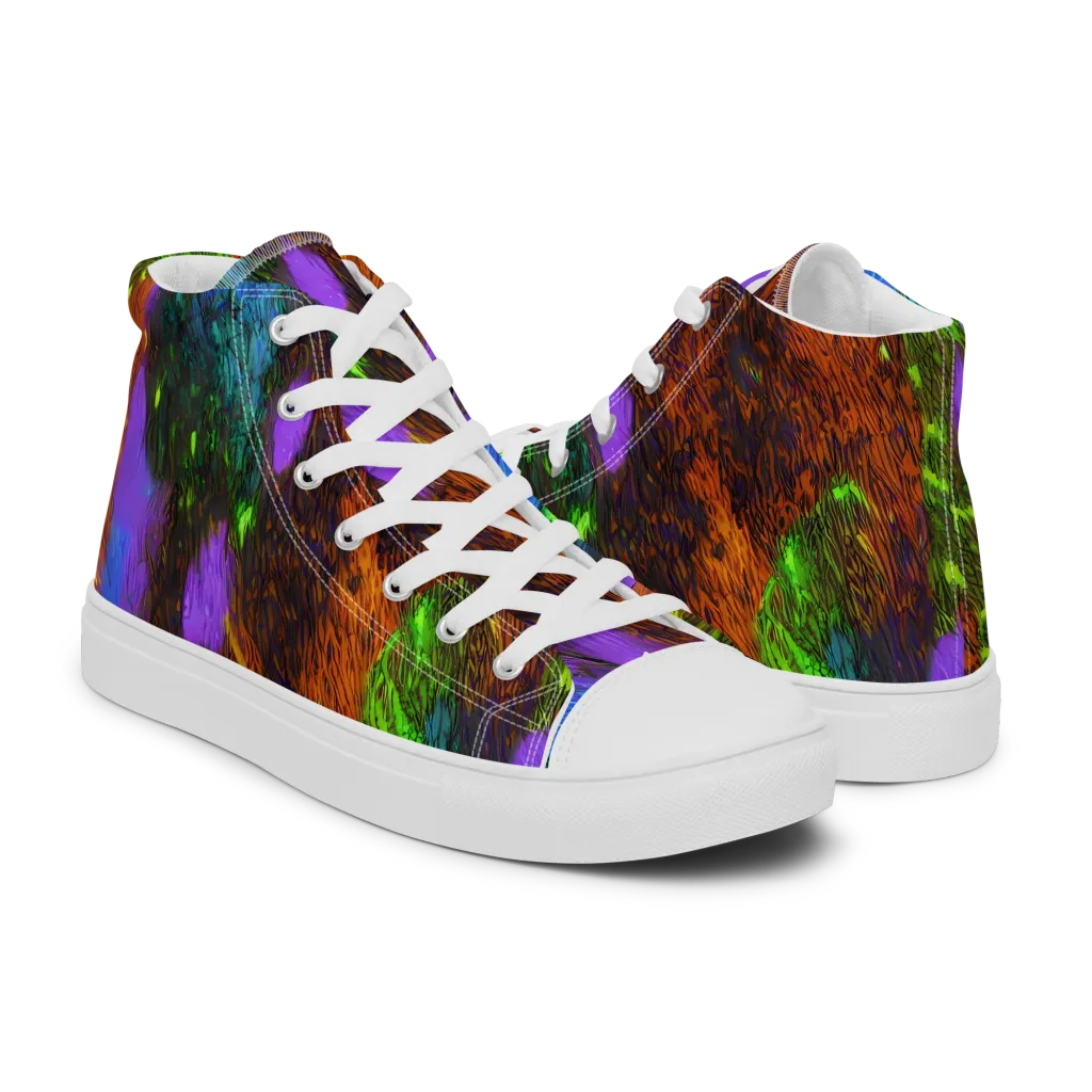 Feral Fluorescence on Women's High Top Canvas Shoes — Right