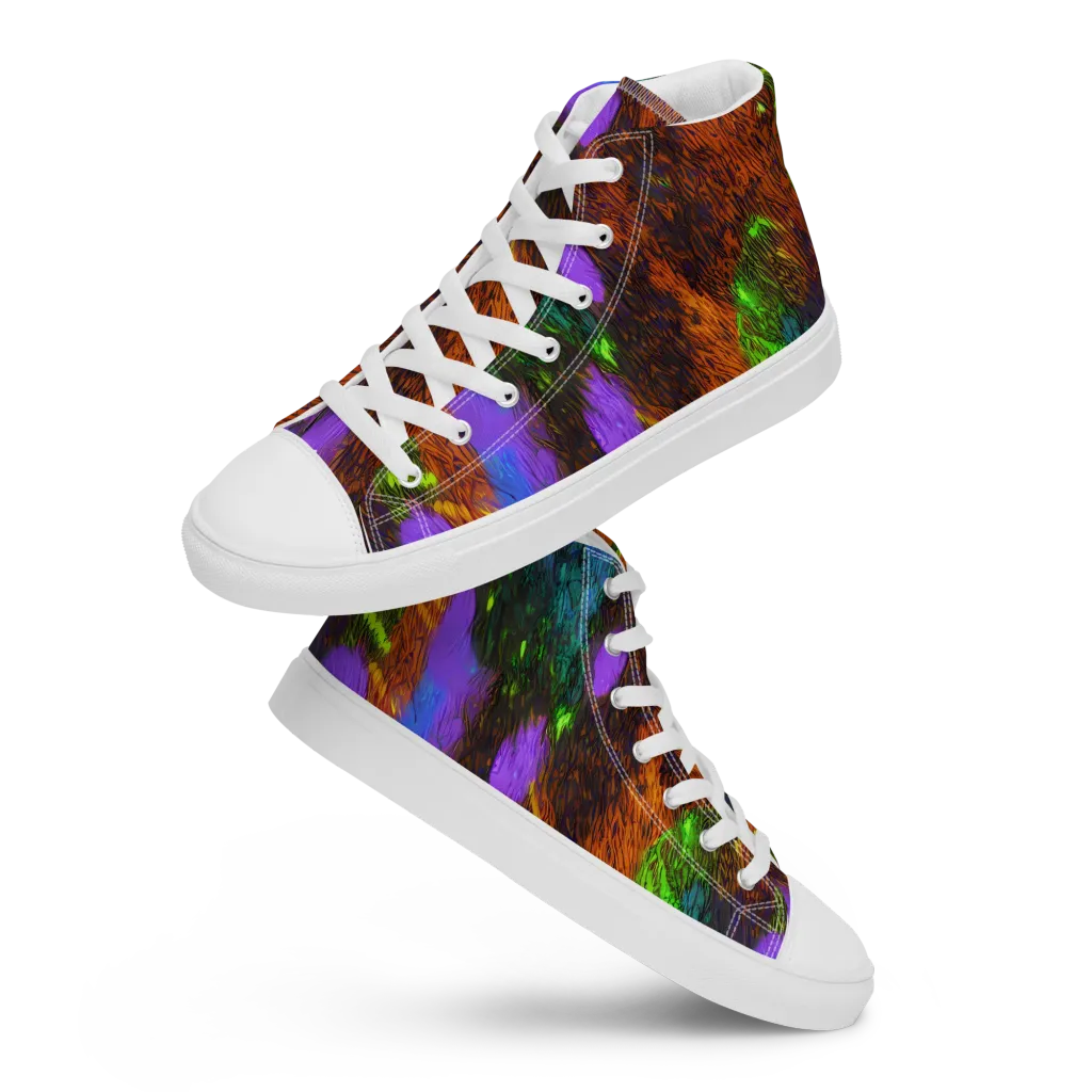 Feral Fluorescence on Women's High Top Canvas Shoes — Front
