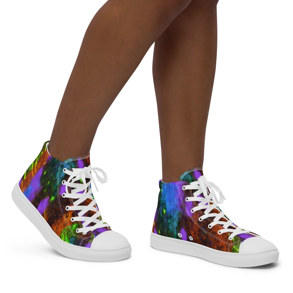 Feral Fluorescence on Women's High Top Canvas Shoes — Right