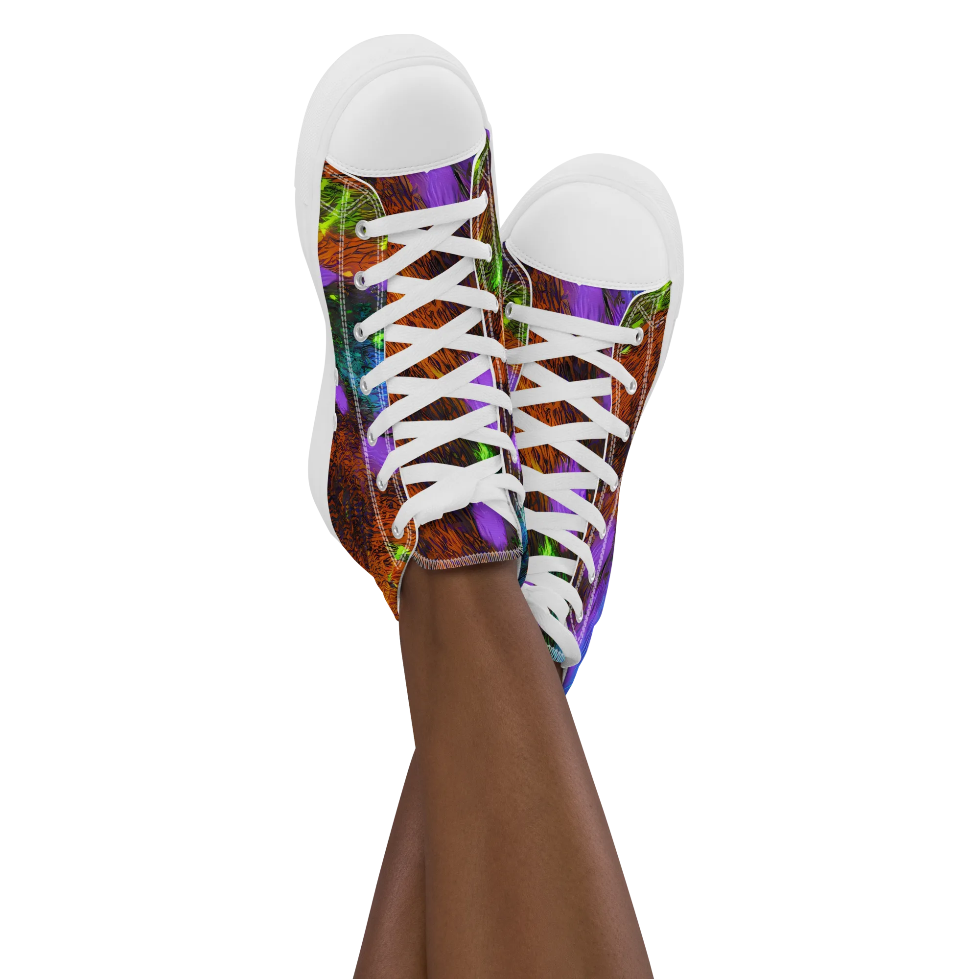 Feral Fluorescence on Women's High Top Canvas Shoes — Front
