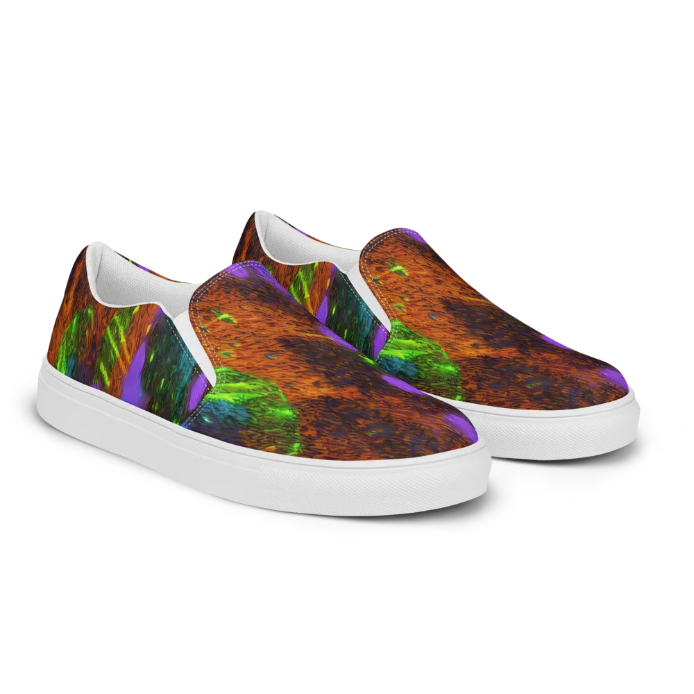 Feral Fluorescence on Men's Slip-On Canvas Shoes — Right Front