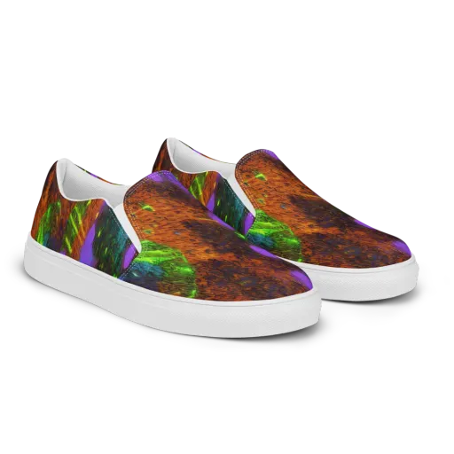 Feral Fluorescence on a Men's Slip-On Canvas Shoes