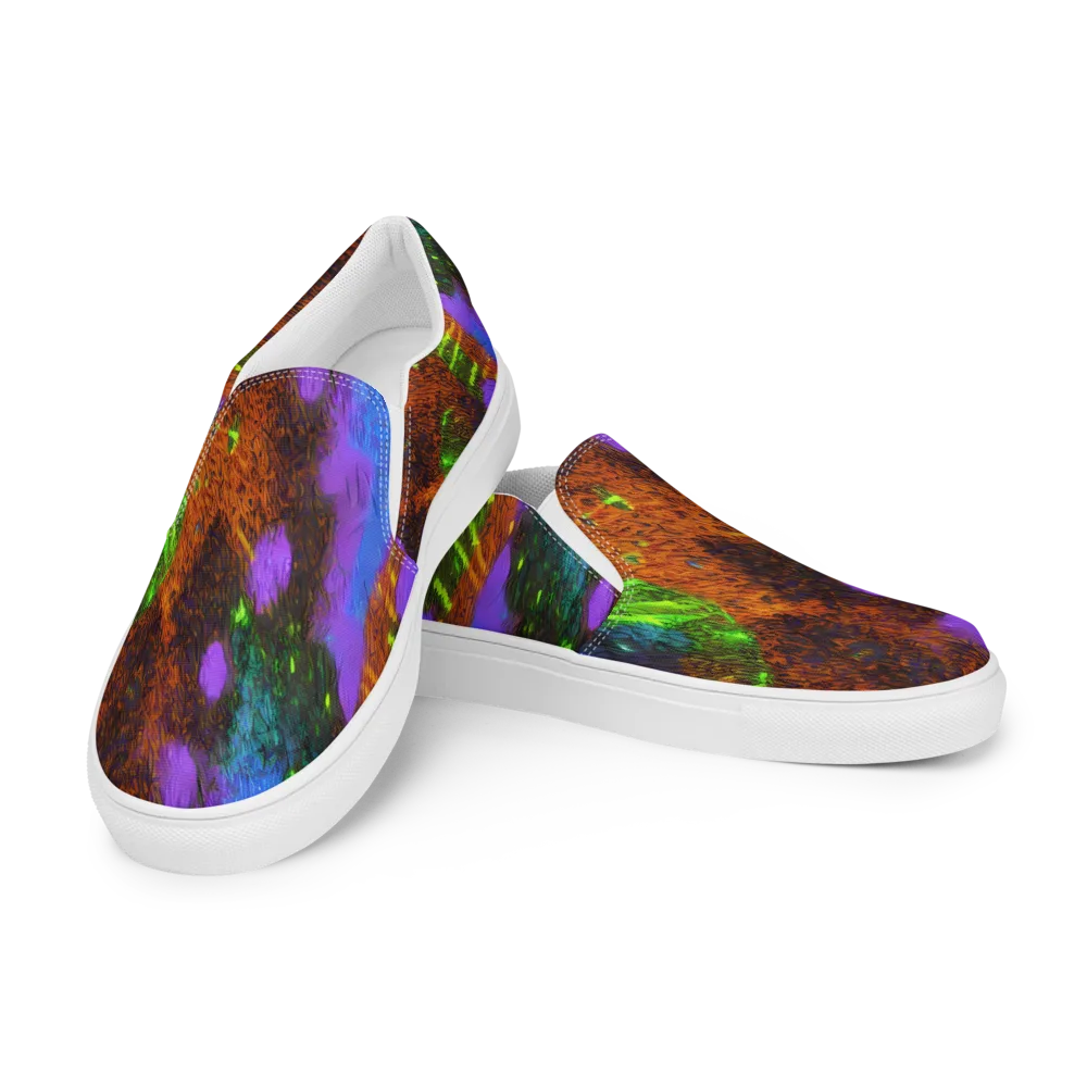 Feral Fluorescence on Men's Slip-On Canvas Shoes — Left Front