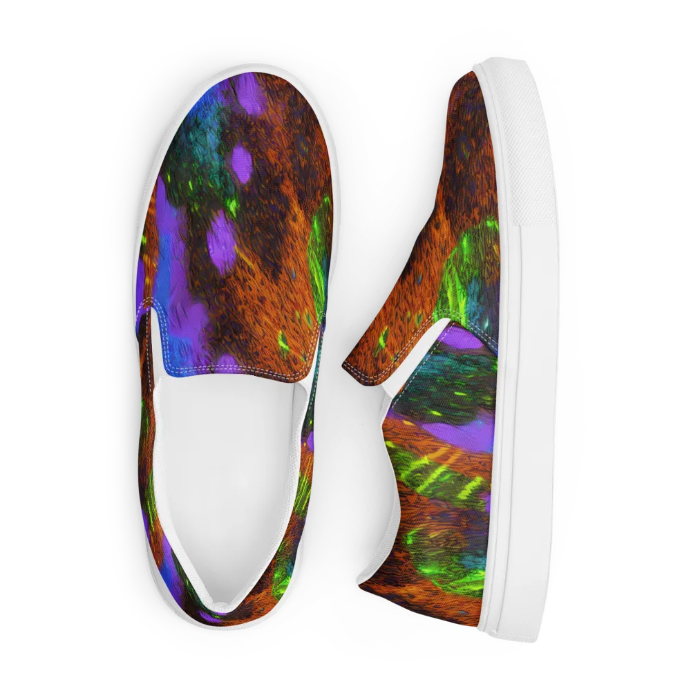 Feral Fluorescence on Men's Slip-On Canvas Shoes — Front