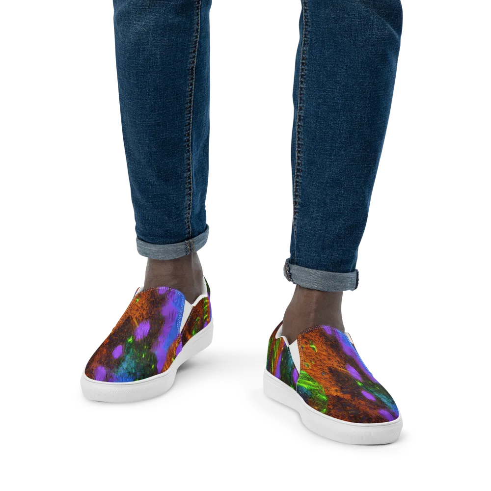 Feral Fluorescence on Men's Slip-On Canvas Shoes — Front