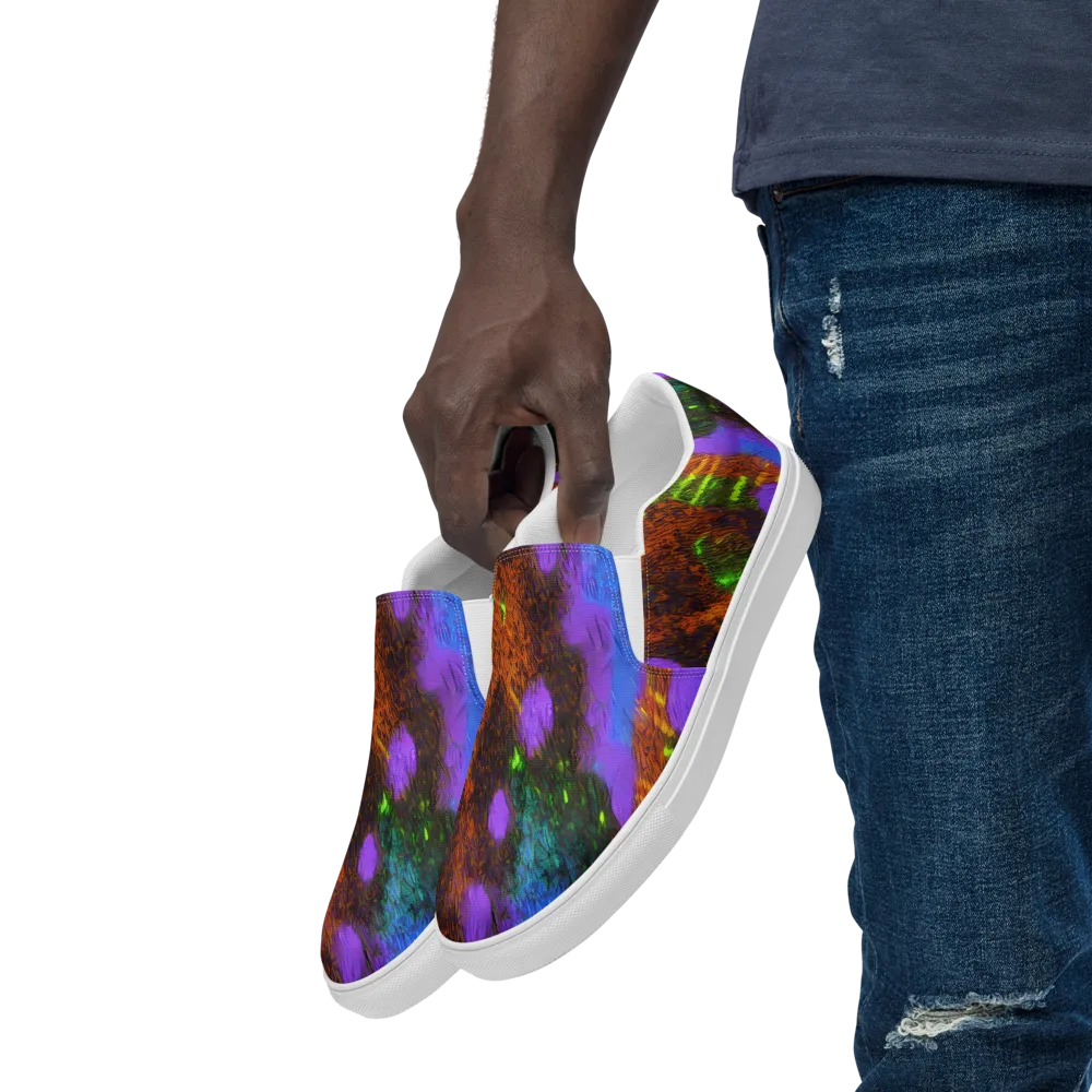 Feral Fluorescence on Men's Slip-On Canvas Shoes — Left Front