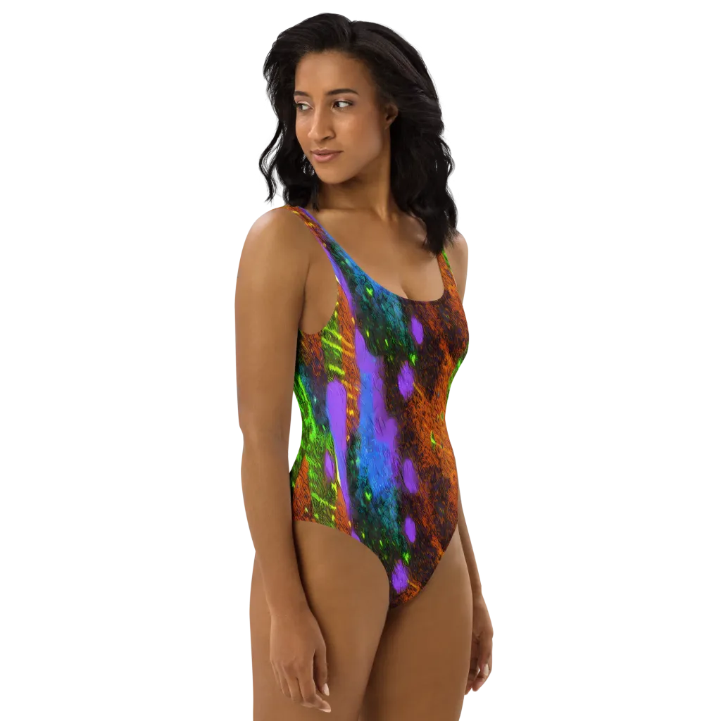 Feral Fluorescence on One-Piece Swimsuit — Right