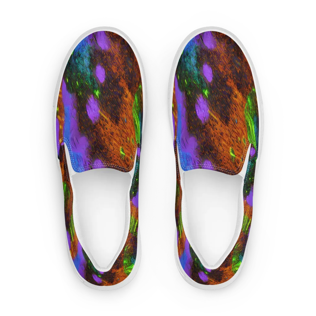 Feral Fluorescence on Women's Slip-On Canvas Shoes — Front