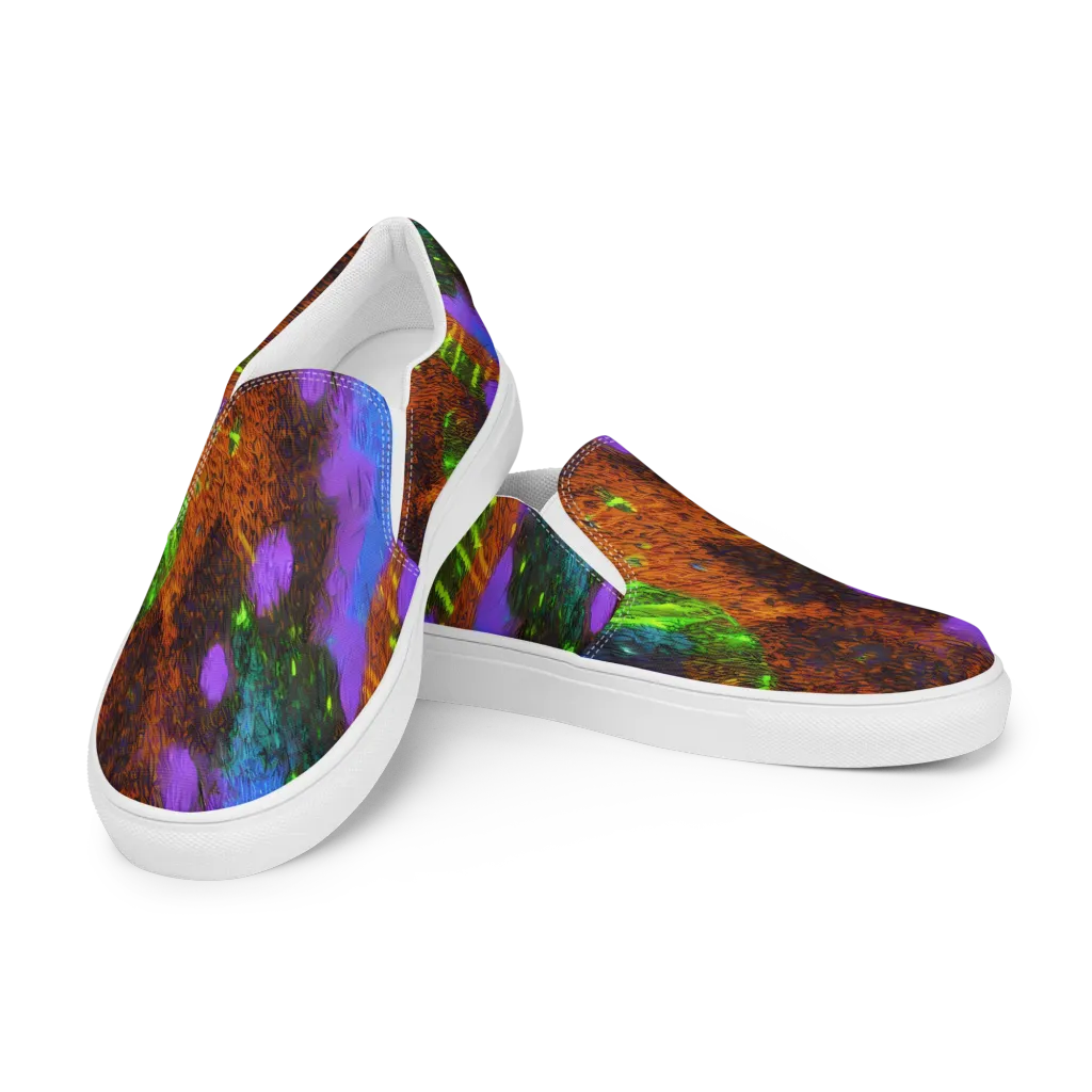 Feral Fluorescence on Women's Slip-On Canvas Shoes — Left Front