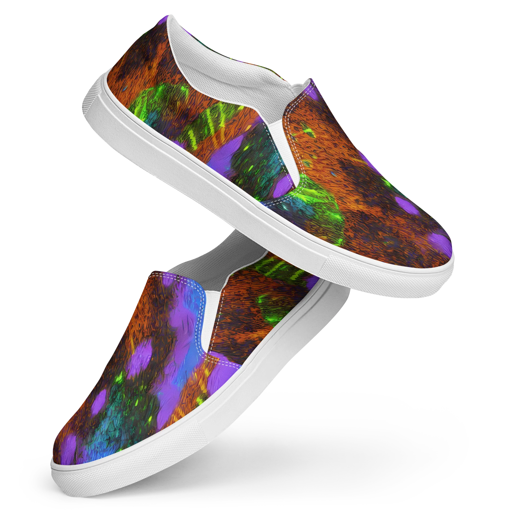 Feral Fluorescence on Women's Slip-On Canvas Shoes — Front