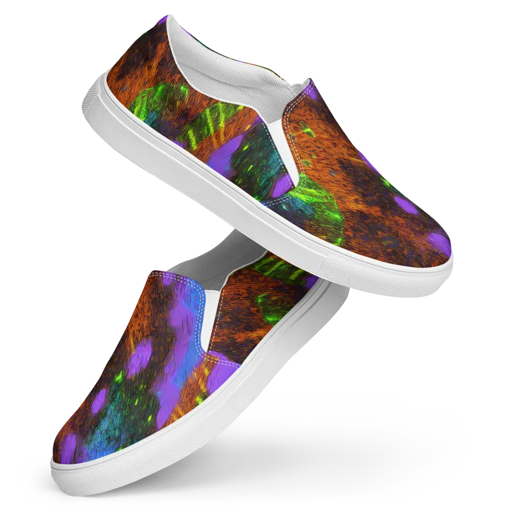Feral Fluorescence on Women's Slip-On Canvas Shoes — Front