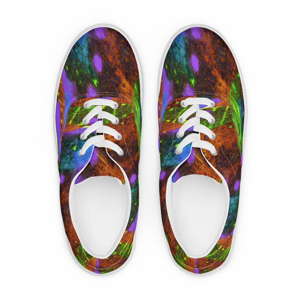Feral Fluorescence on Men's Lace-Up Canvas Shoes — Front