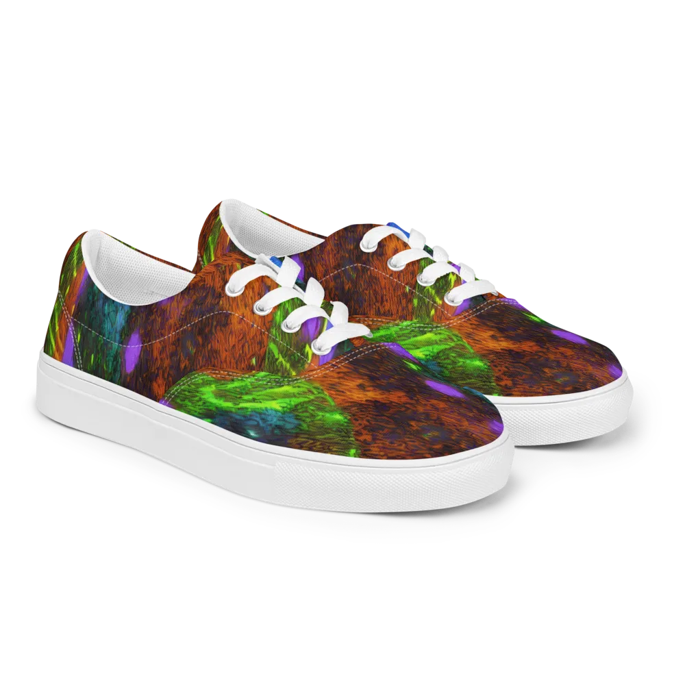 Feral Fluorescence on Men's Lace-Up Canvas Shoes — Right Front