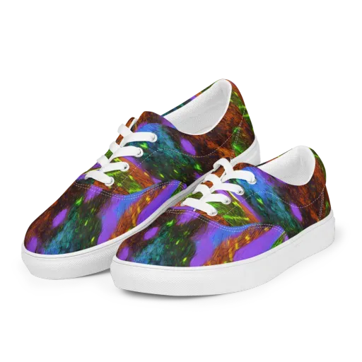 Feral Fluorescence on a Men's Lace-Up Canvas Shoes