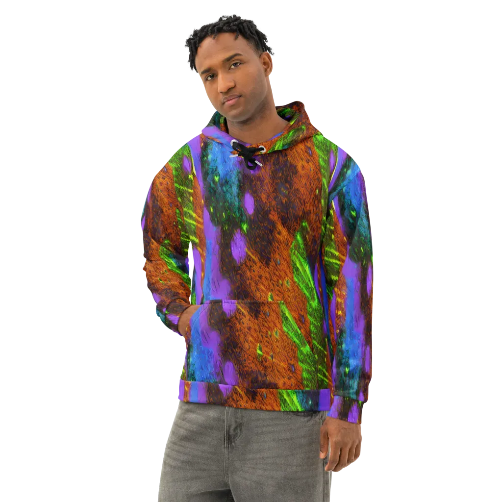 Feral Fluorescence on Cotton Hoodie — Left Front