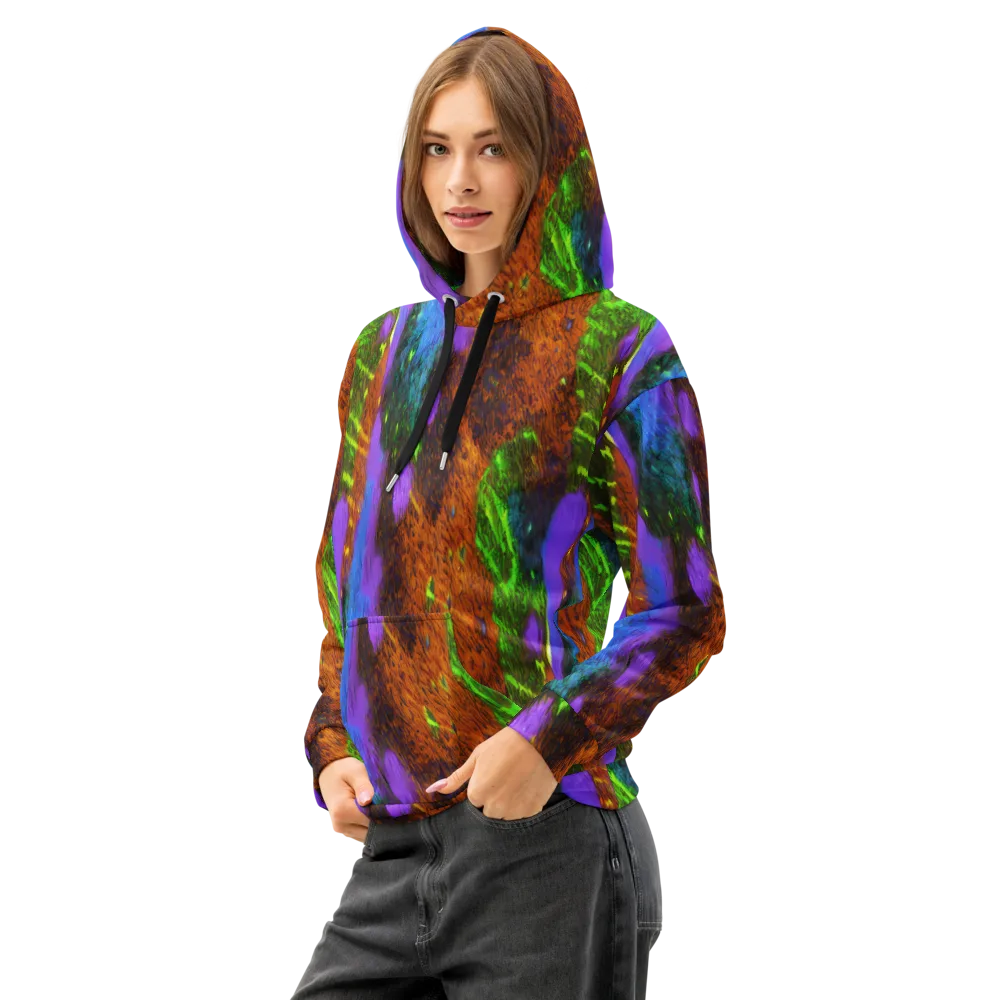 Feral Fluorescence on Cotton Hoodie — Left Front