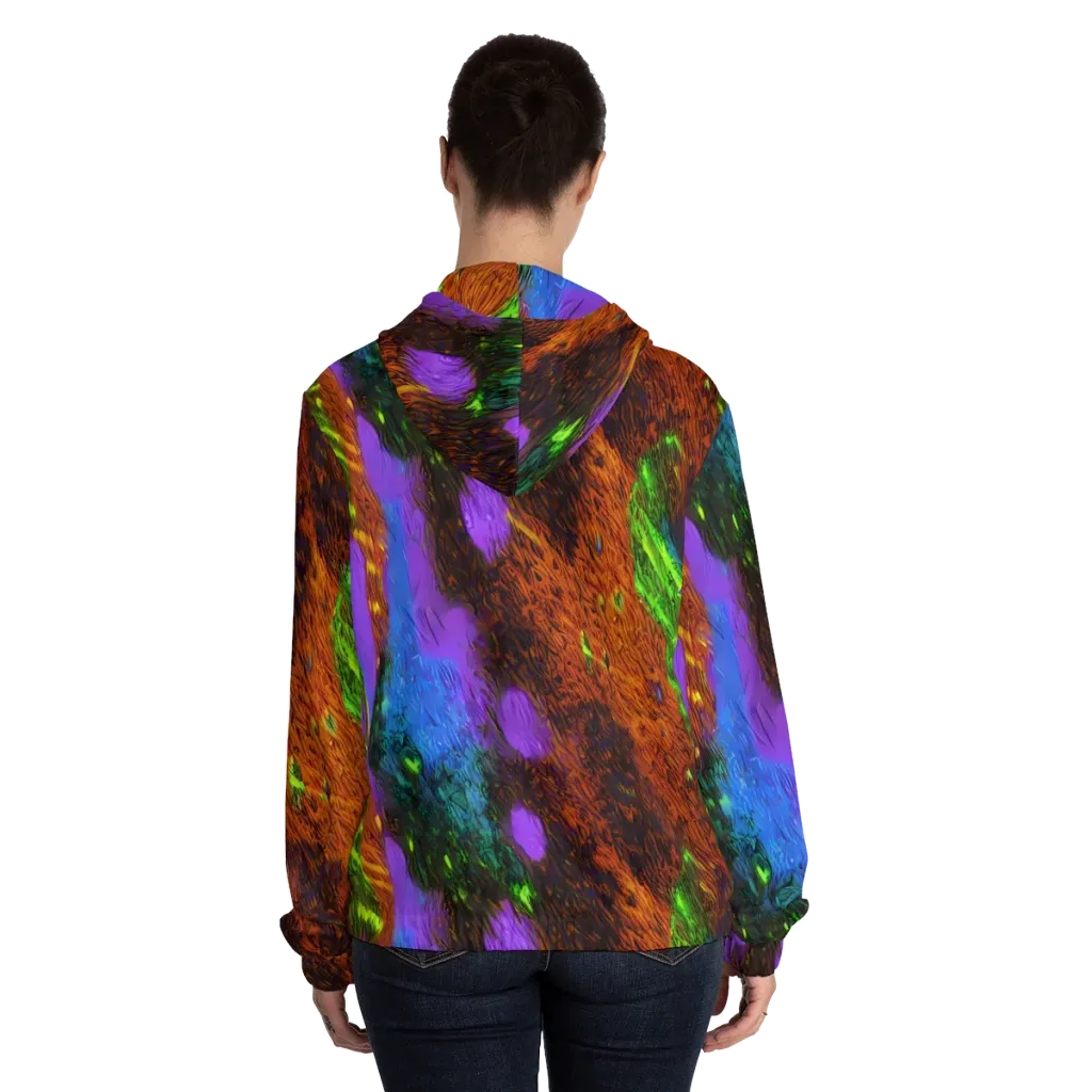 Feral Fluorescence on Women's Full-Zip Hoodie — Back On Person