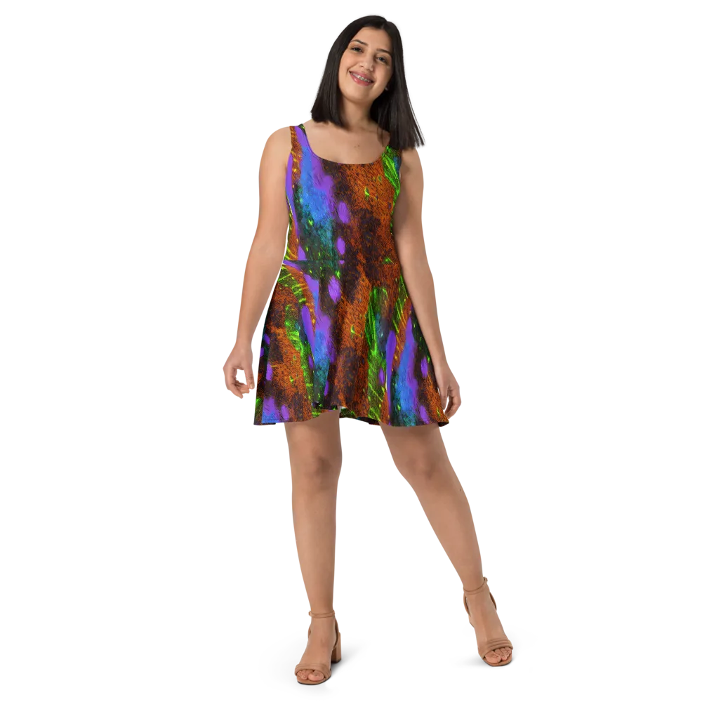 Feral Fluorescence on Skater Dress — Front