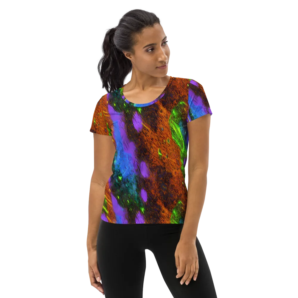 Feral Fluorescence on Women's Athletic T-Shirt — Front