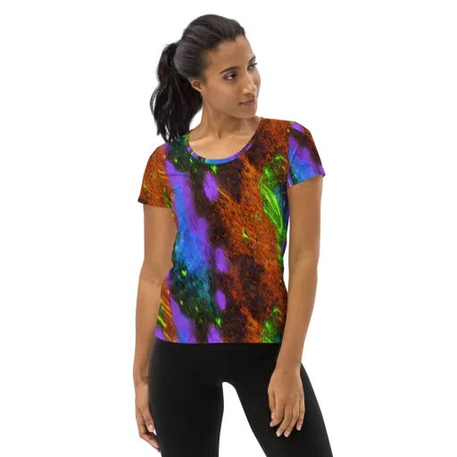 Feral Fluorescence on a Women's Athletic T-Shirt