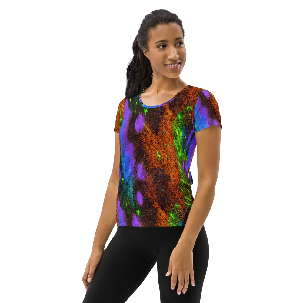 Feral Fluorescence on Women's Athletic T-Shirt — Left