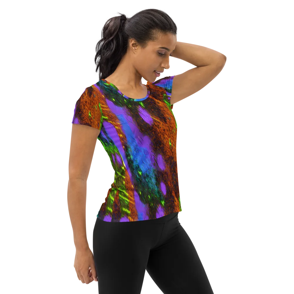Feral Fluorescence on Women's Athletic T-Shirt — Right
