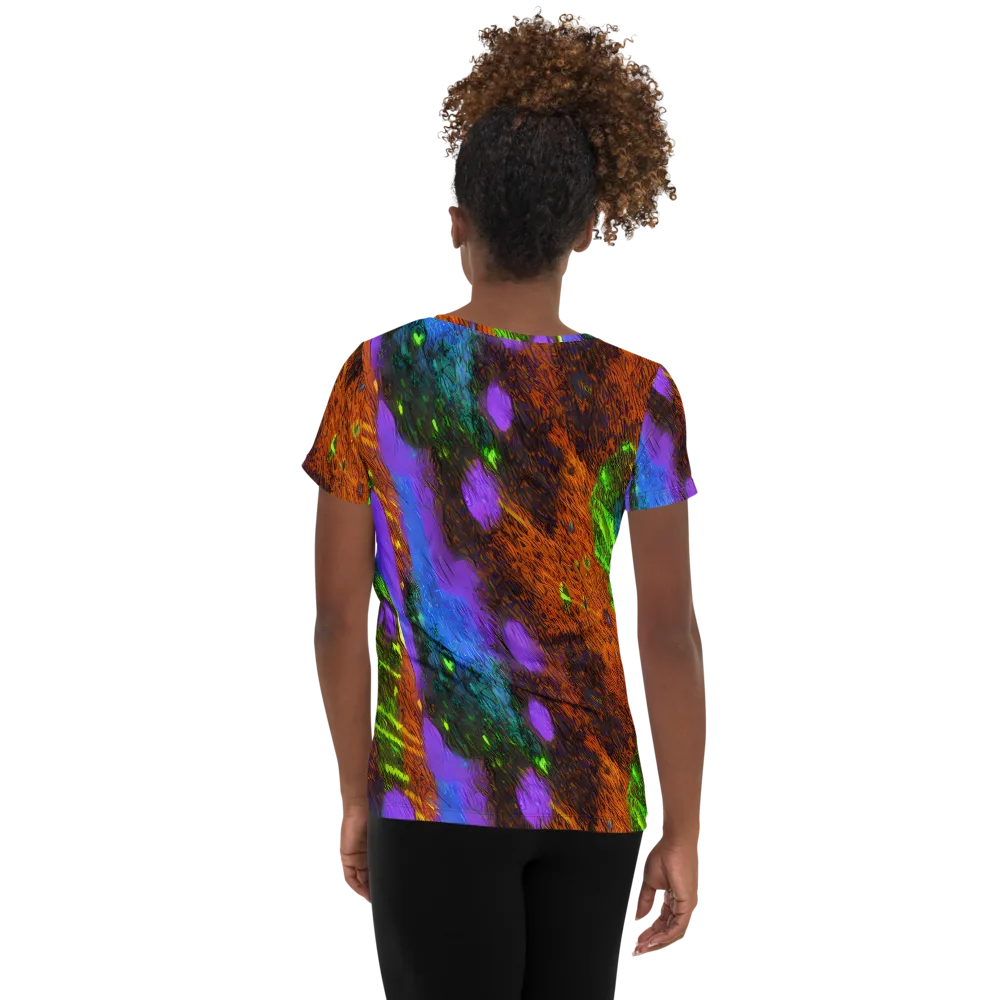 Feral Fluorescence on Women's Athletic T-Shirt — Back