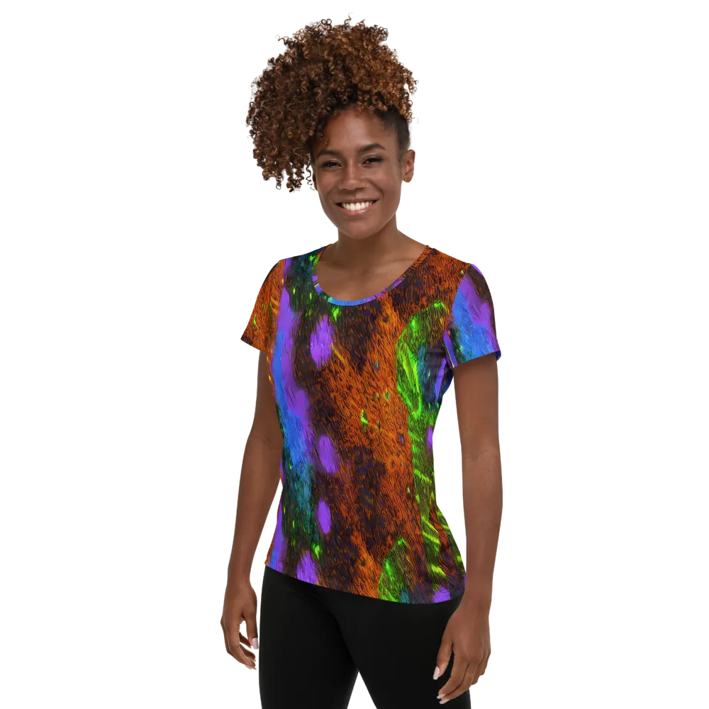 Feral Fluorescence on Women's Athletic T-Shirt — Left