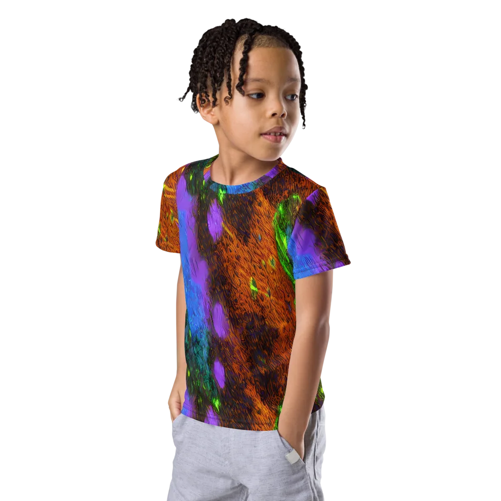Feral Fluorescence on Kids Crew Neck T-Shirt — Left Front