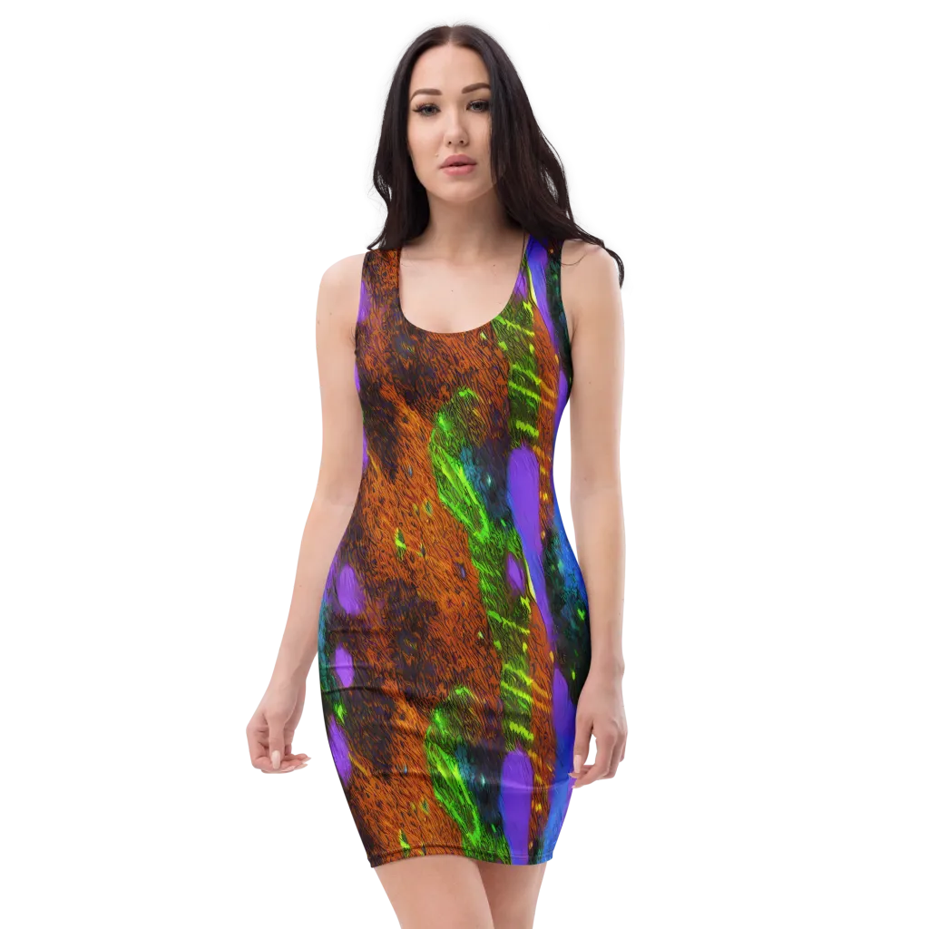 Feral Fluorescence on Bodycon Dress — Front