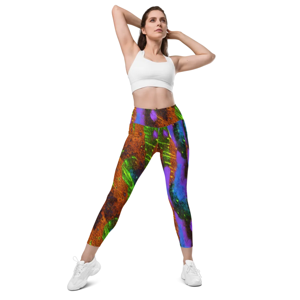 Feral Fluorescence on Leggings with Pockets — Front