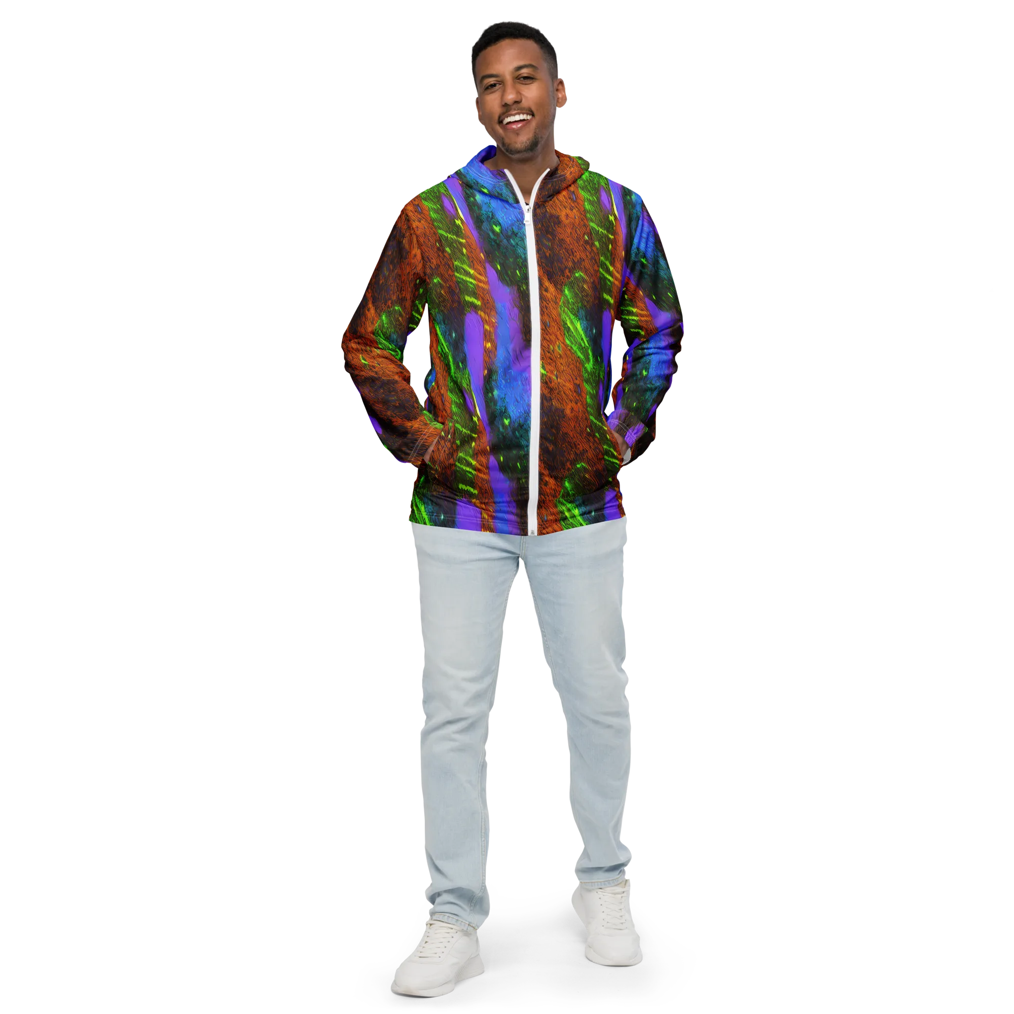 Feral Fluorescence on Men's Windbreaker — Front
