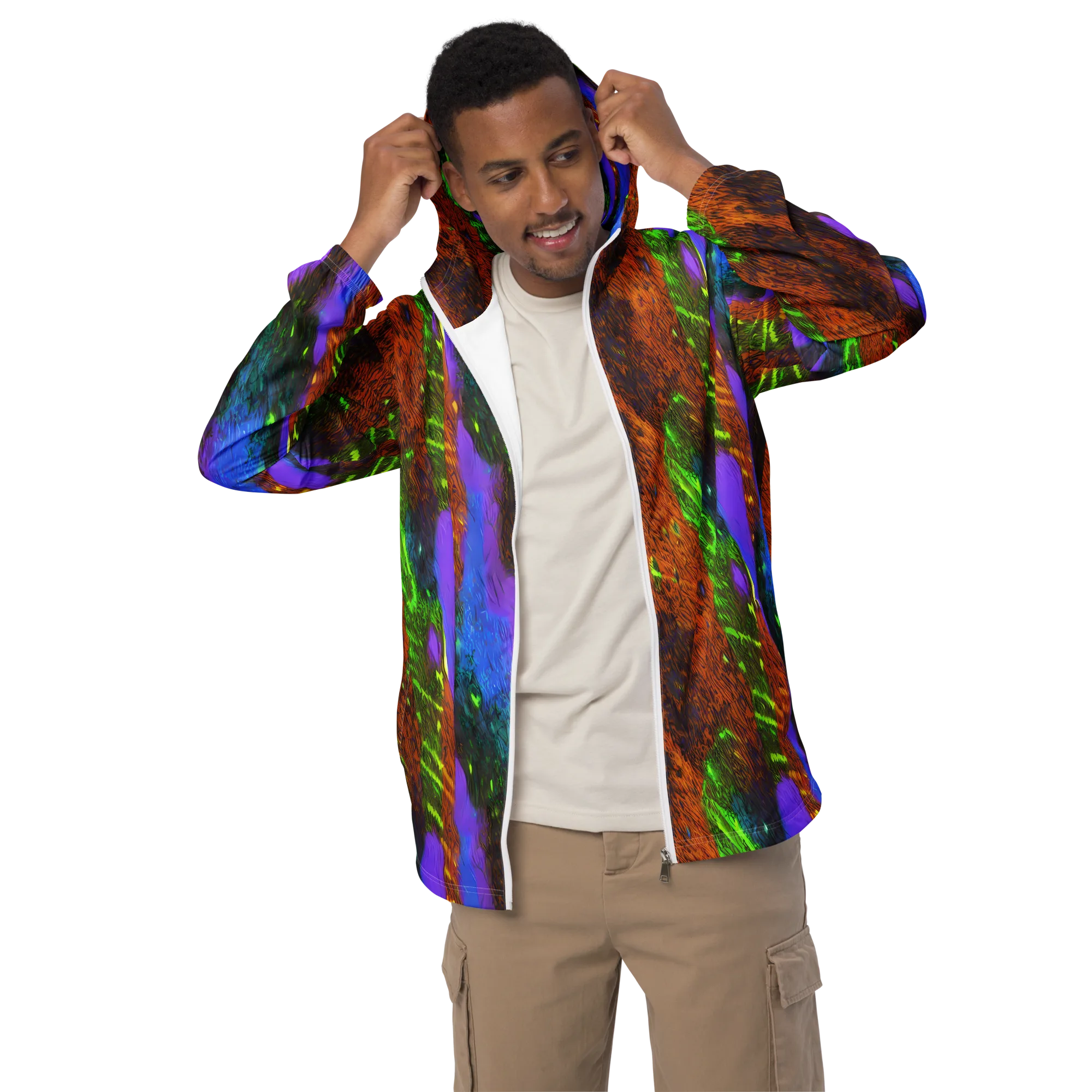 Feral Fluorescence on Men's Windbreaker — Front