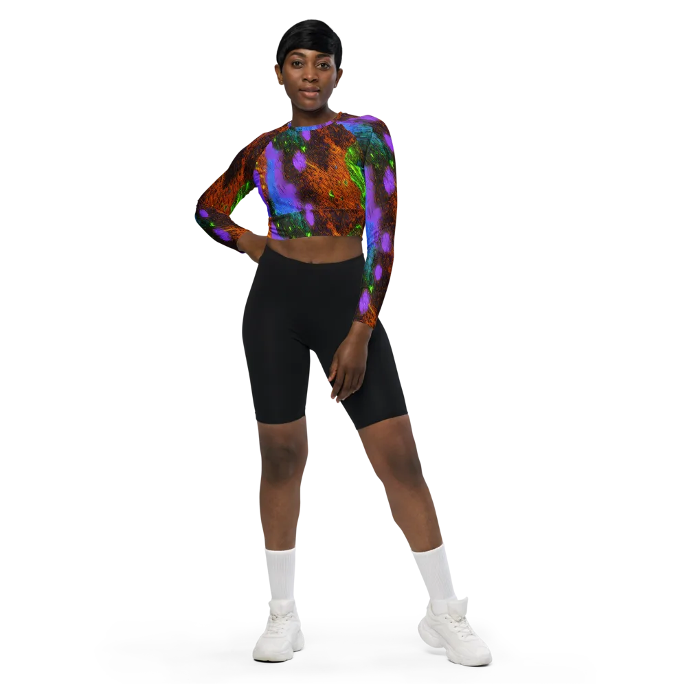 Feral Fluorescence on Long Sleeve Crop Top — Front