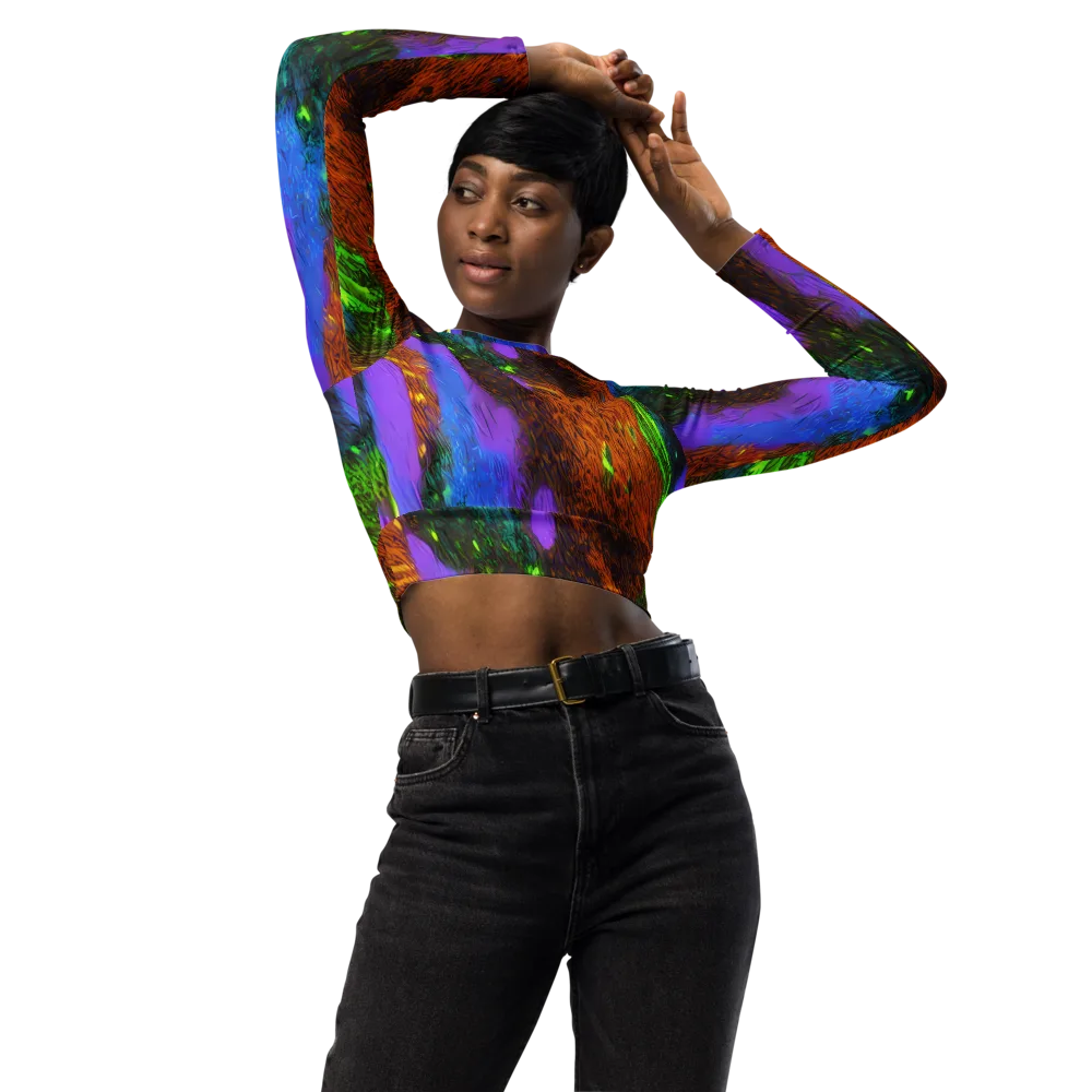 Feral Fluorescence on Long Sleeve Crop Top — Front