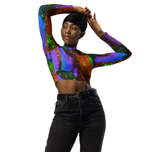 Feral Fluorescence on a Long Sleeve Crop Top