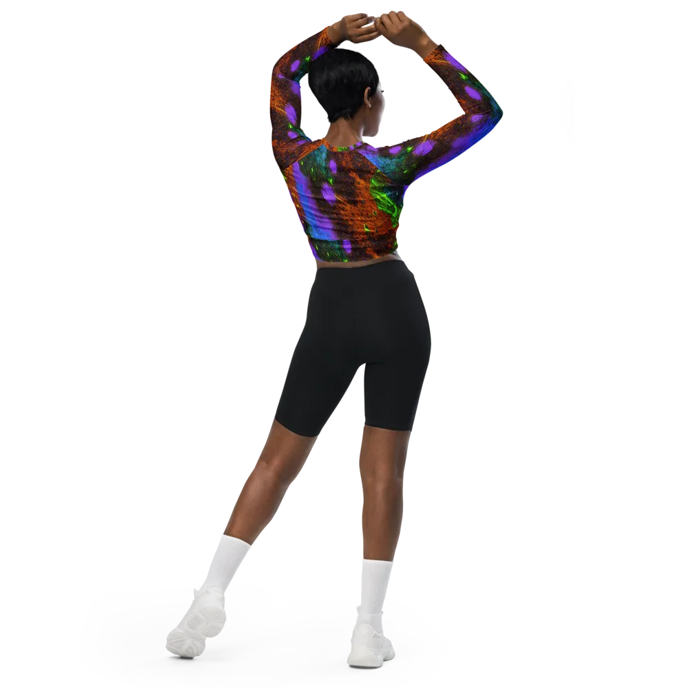 Feral Fluorescence on Long Sleeve Crop Top — Back