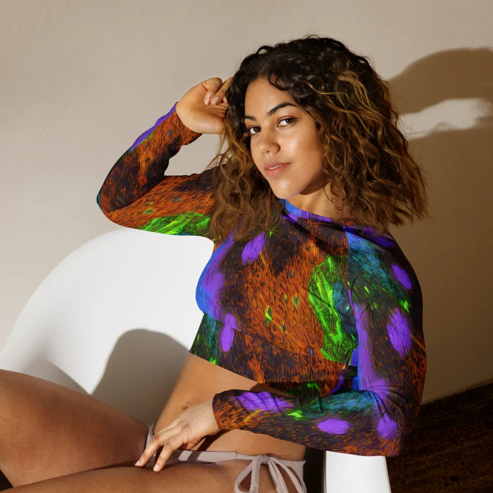 Feral Fluorescence on Long Sleeve Crop Top — Left Front