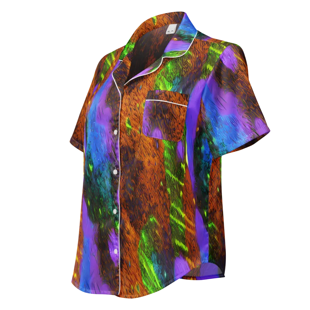 Feral Fluorescence on Women's Short Sleeve Pajama Top — Left Front