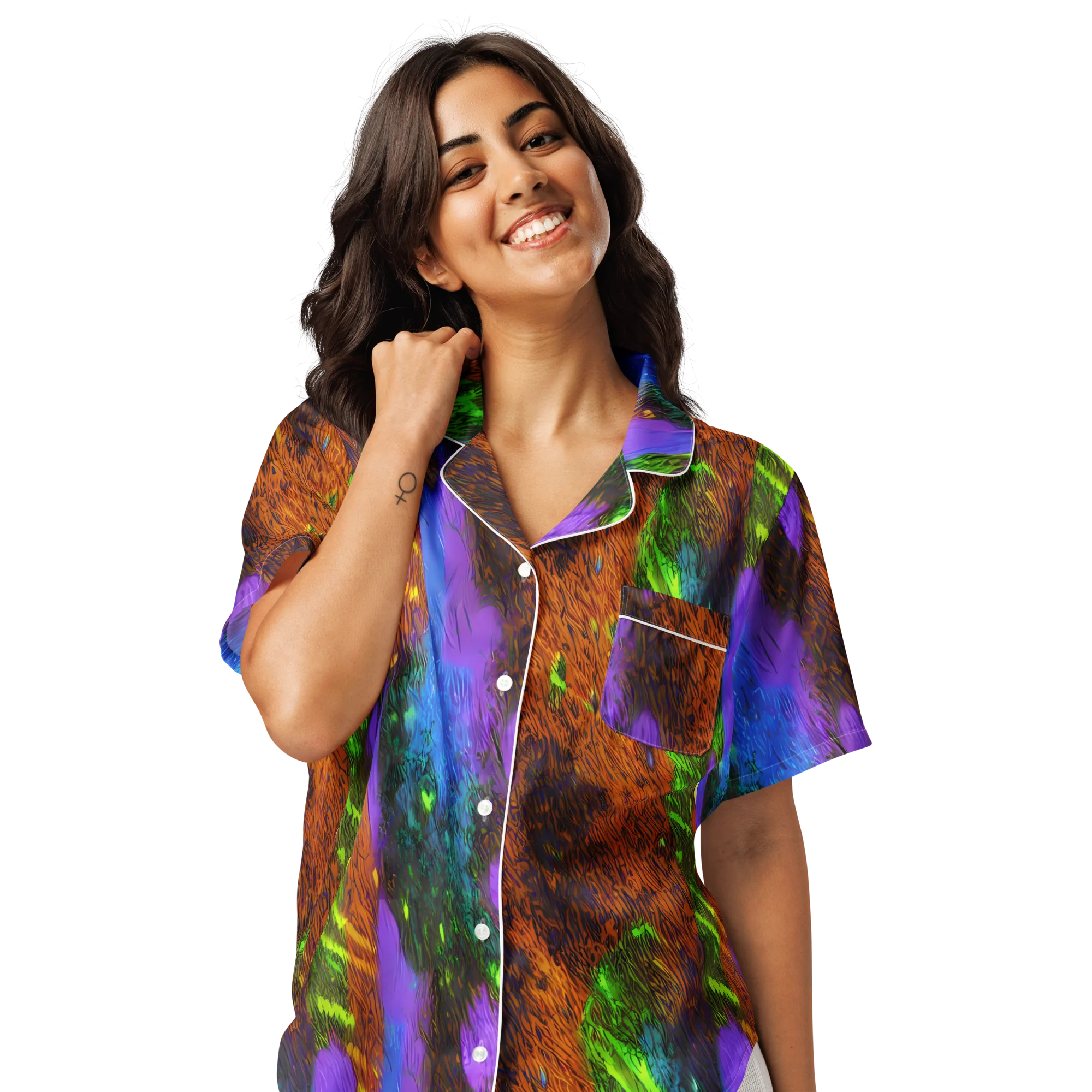 Feral Fluorescence on Women's Short Sleeve Pajama Top — Front