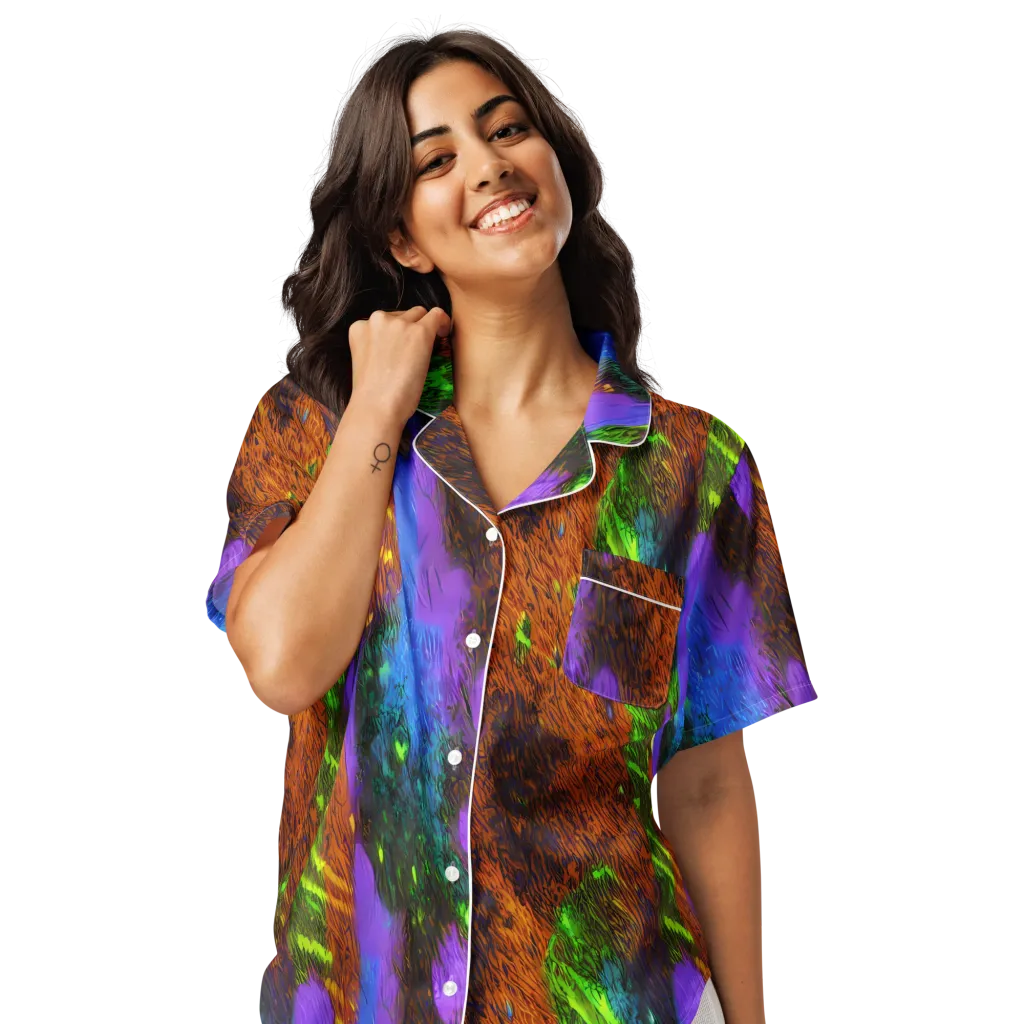 Feral Fluorescence on Women's Short Sleeve Pajama Top — Front