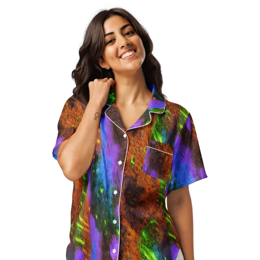 Feral Fluorescence on a Women's Short Sleeve Pajama Top