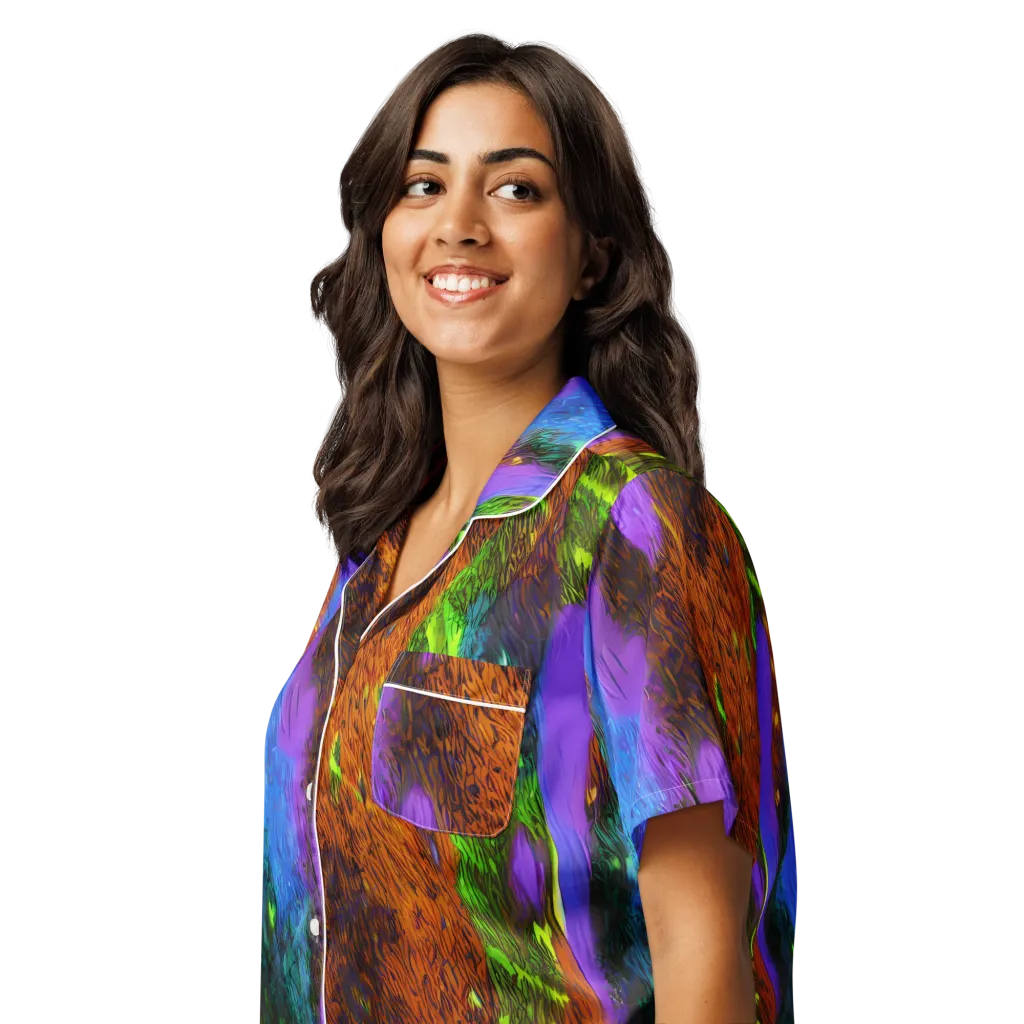 Feral Fluorescence on Women's Short Sleeve Pajama Top — Left Front